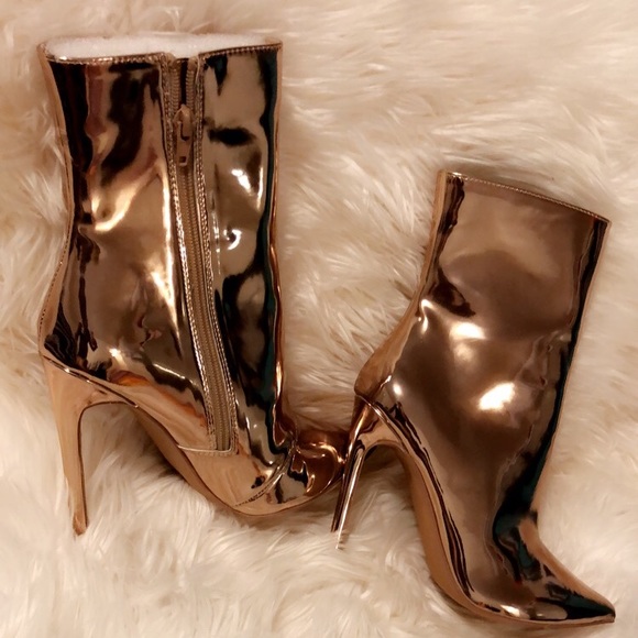 rose gold ankle booties